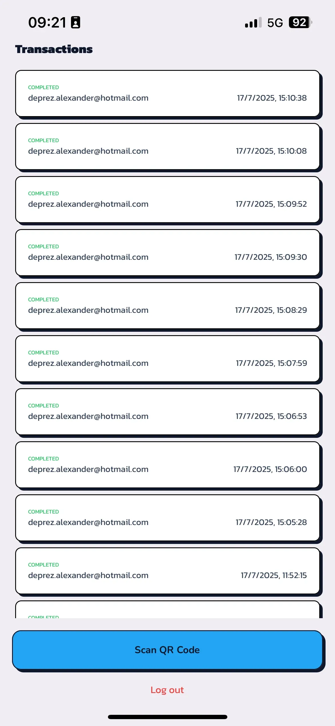 Zwoop ondernemer app hoofdscherm