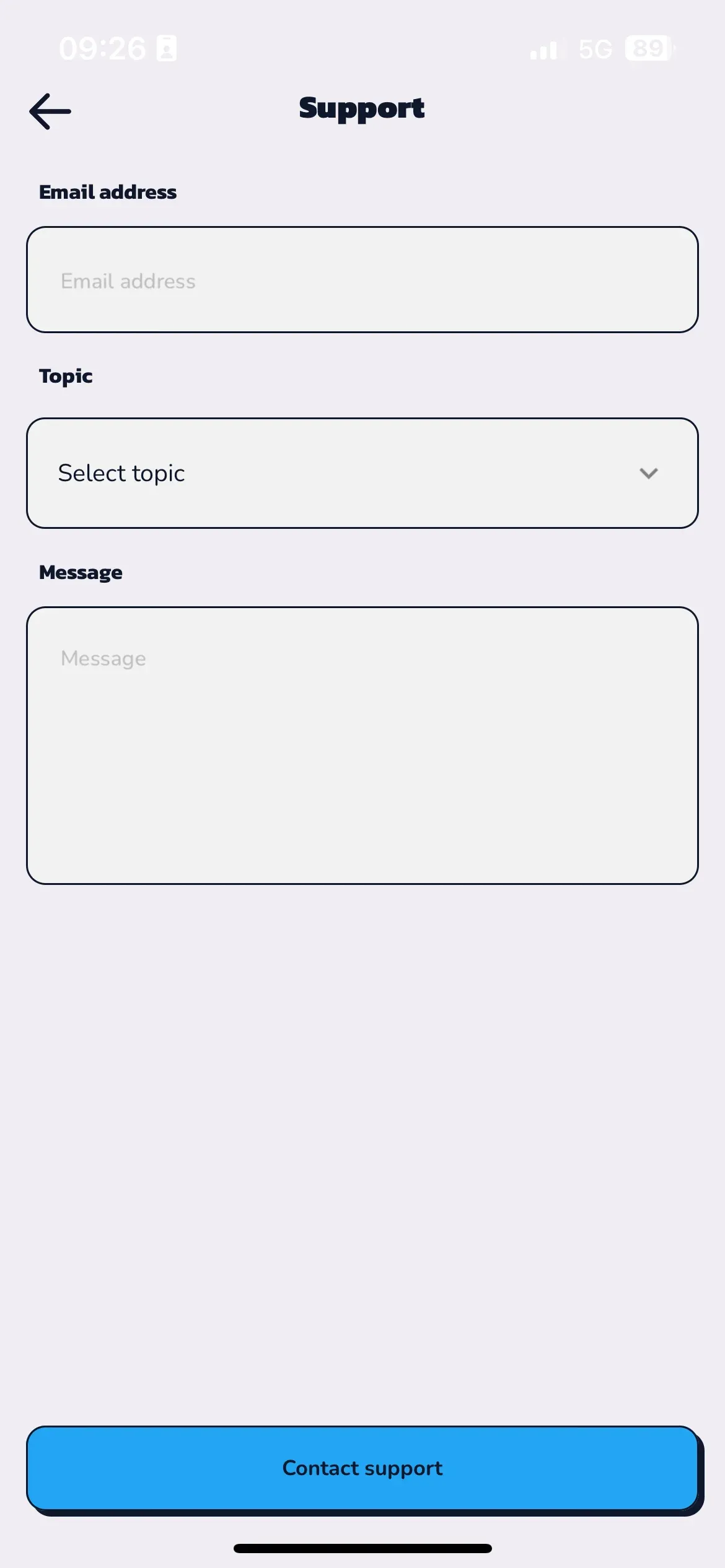Zwoop app contactformulier